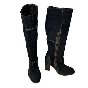 Vintage Y2K Mia High Boots Suede Leather Black side Zipper 3
